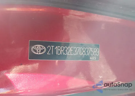 2007 Toyota Corolla S из США, поврежденный, VIN 2T1BR32E37C837589